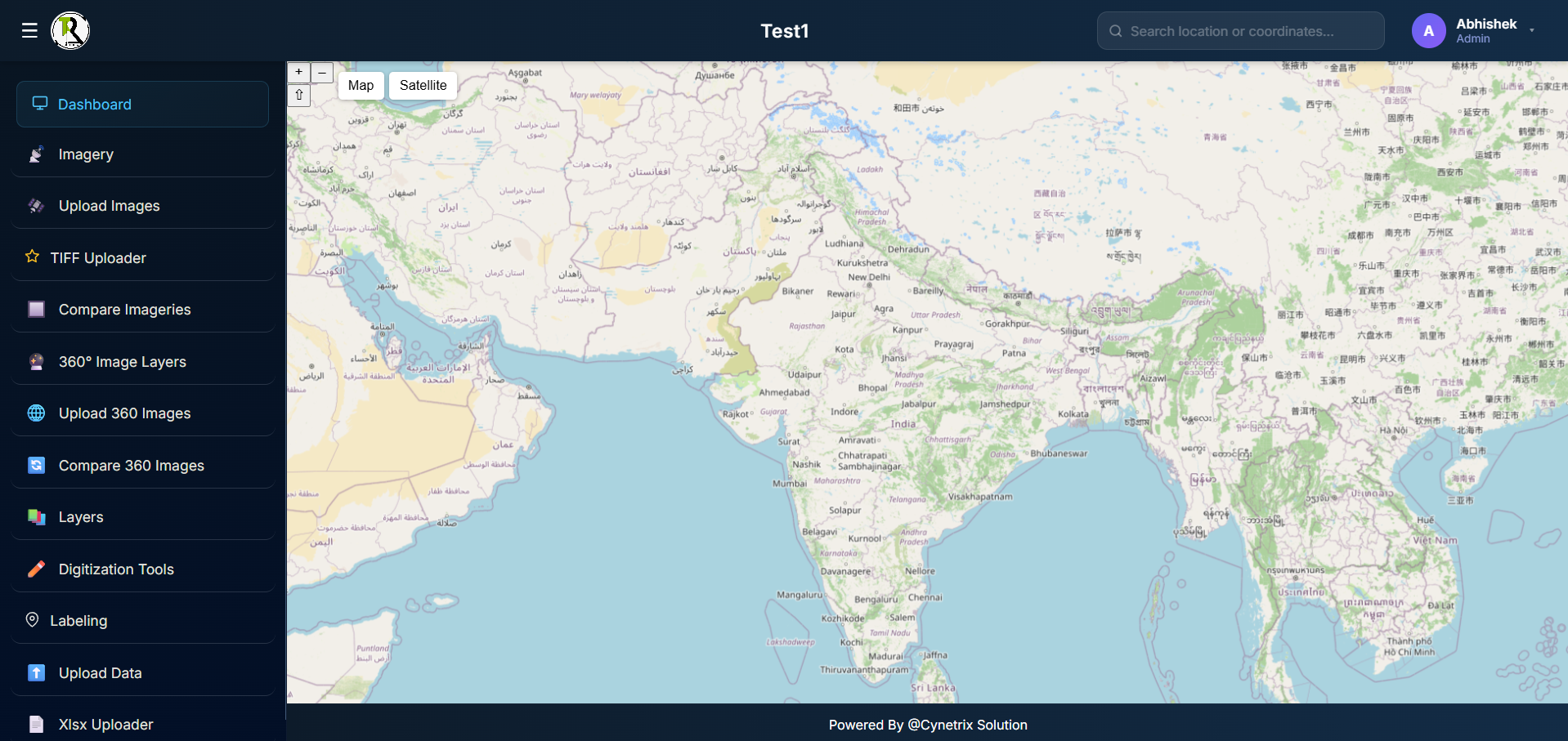 CyneTax 360° Image Layers — panoramic street view with GIS map overlay